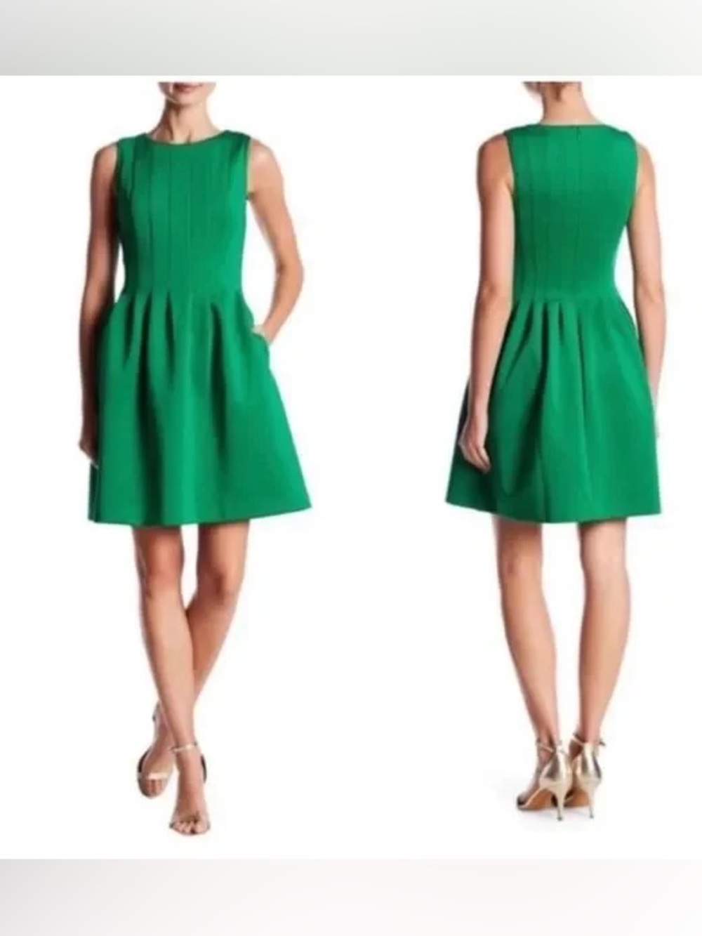 Vince Camuto Green Sleeveless Fit-and-Flare Mini Dress